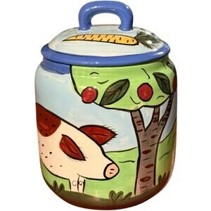 Rare Karen Gelff Chaleur Pottery Jar Homestead on the Range Farm Animals